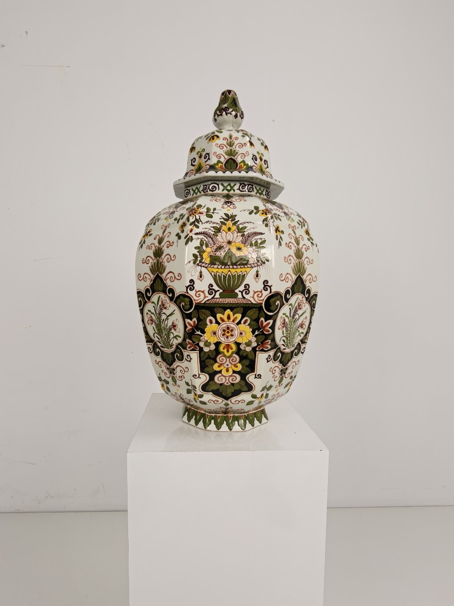 Pot à couvercle Makkum Tichelaar, porcelaine peinte à la main – Néerlandais