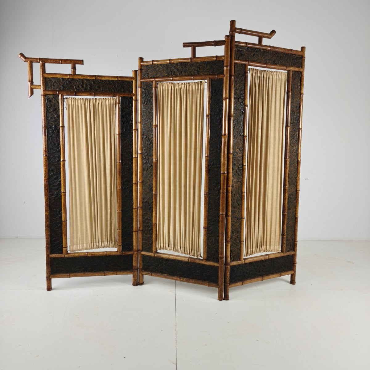 Bamboo Folding Screen, Early 20th Century-photo-3