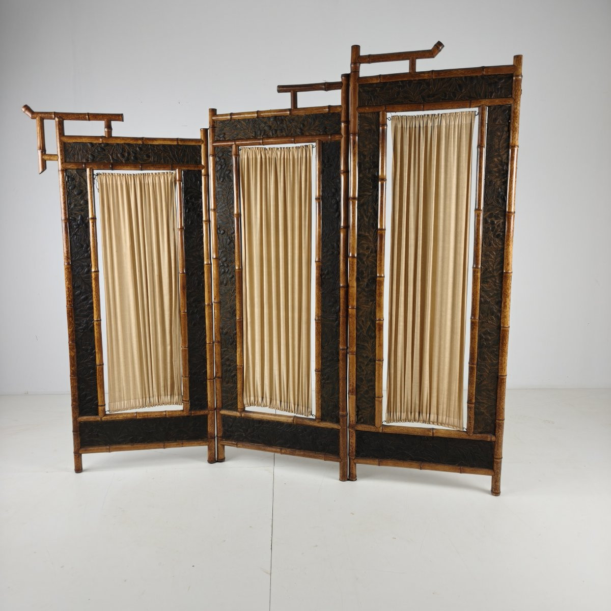 Bamboo Folding Screen, Early 20th Century-photo-3