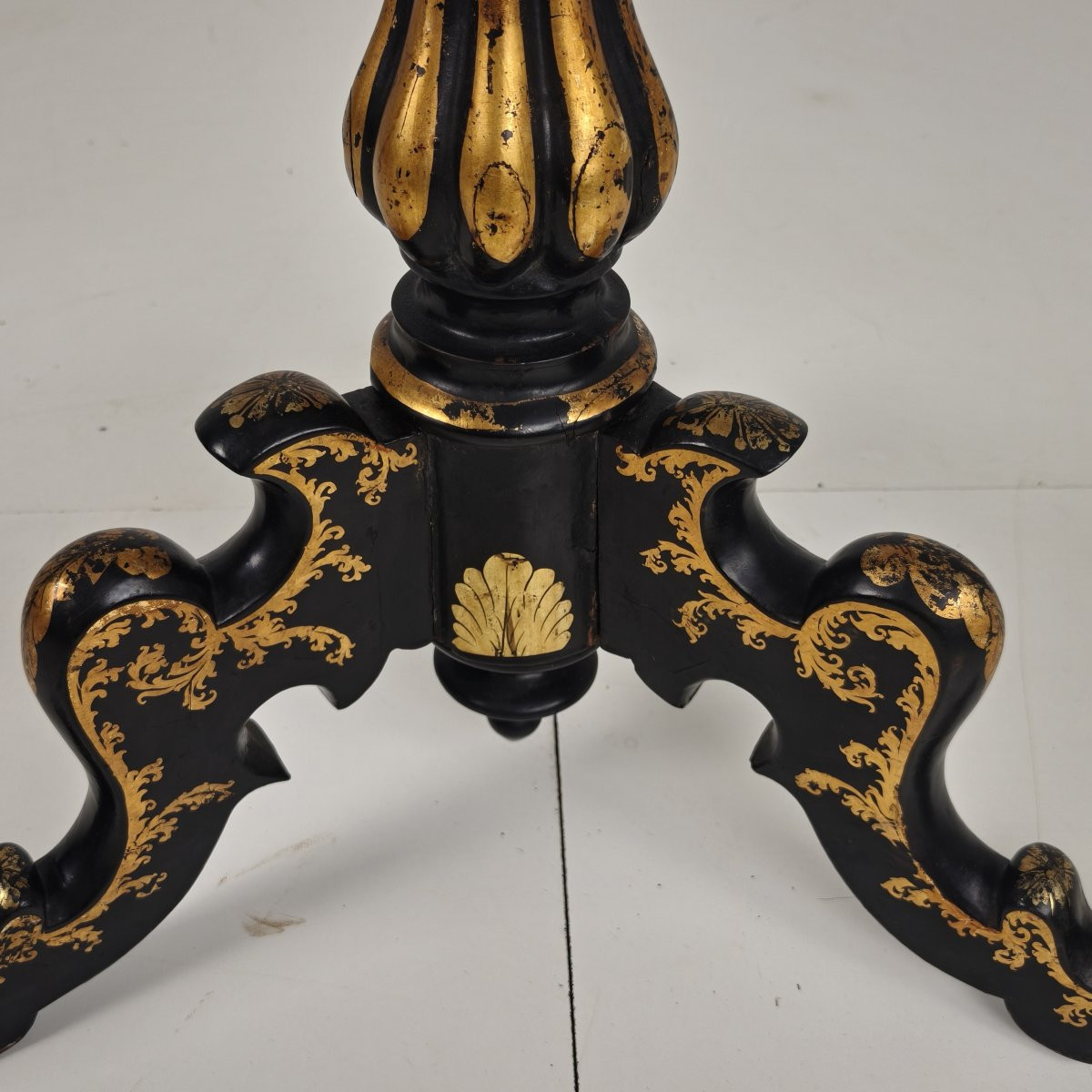 Antique French Music Stand In Lacquered Papier-mâché With Mother-of-pearl Inlays, Circa 1880-photo-6