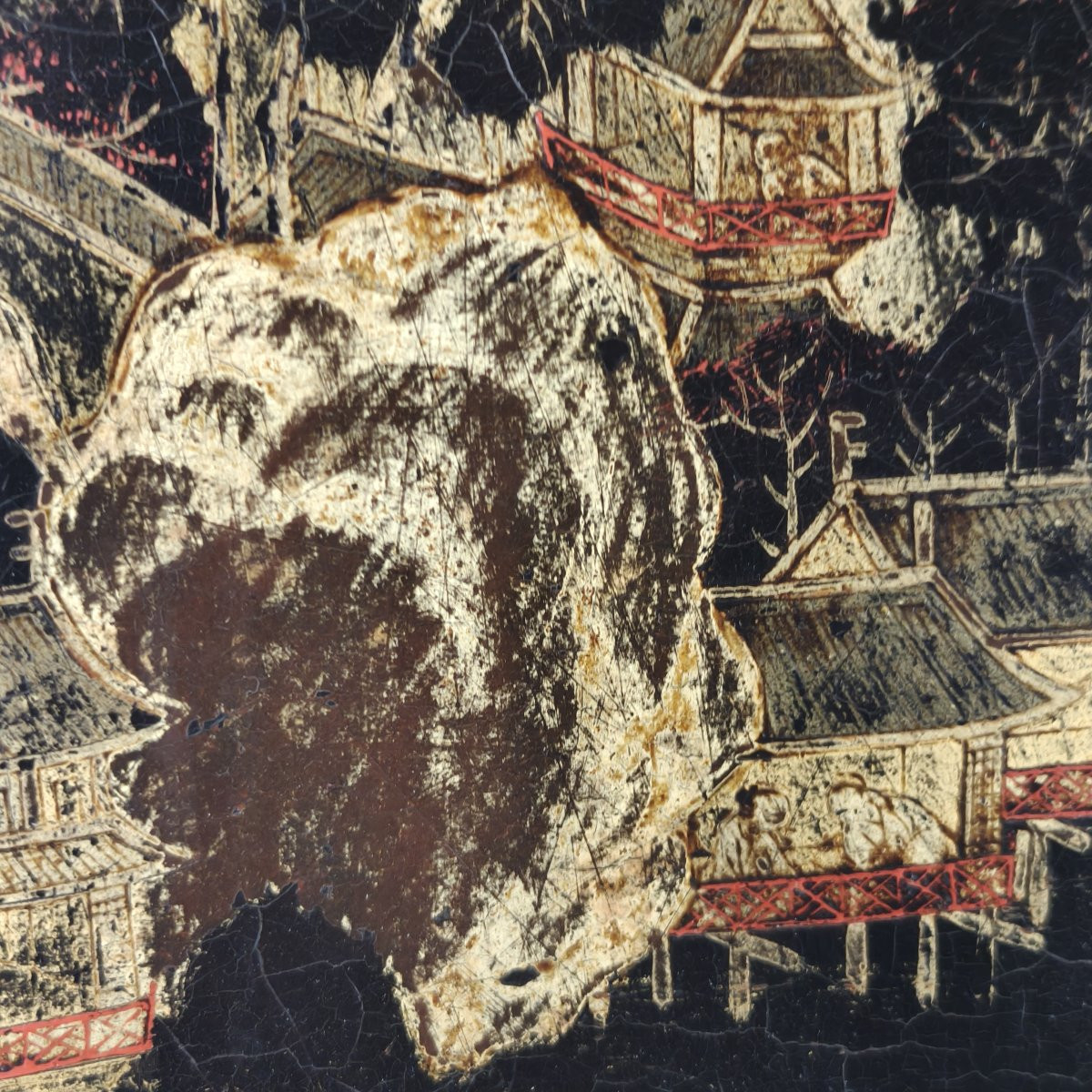 Pair Of 19th Century Chinoiserie Panels In Gilded Frames.-photo-2