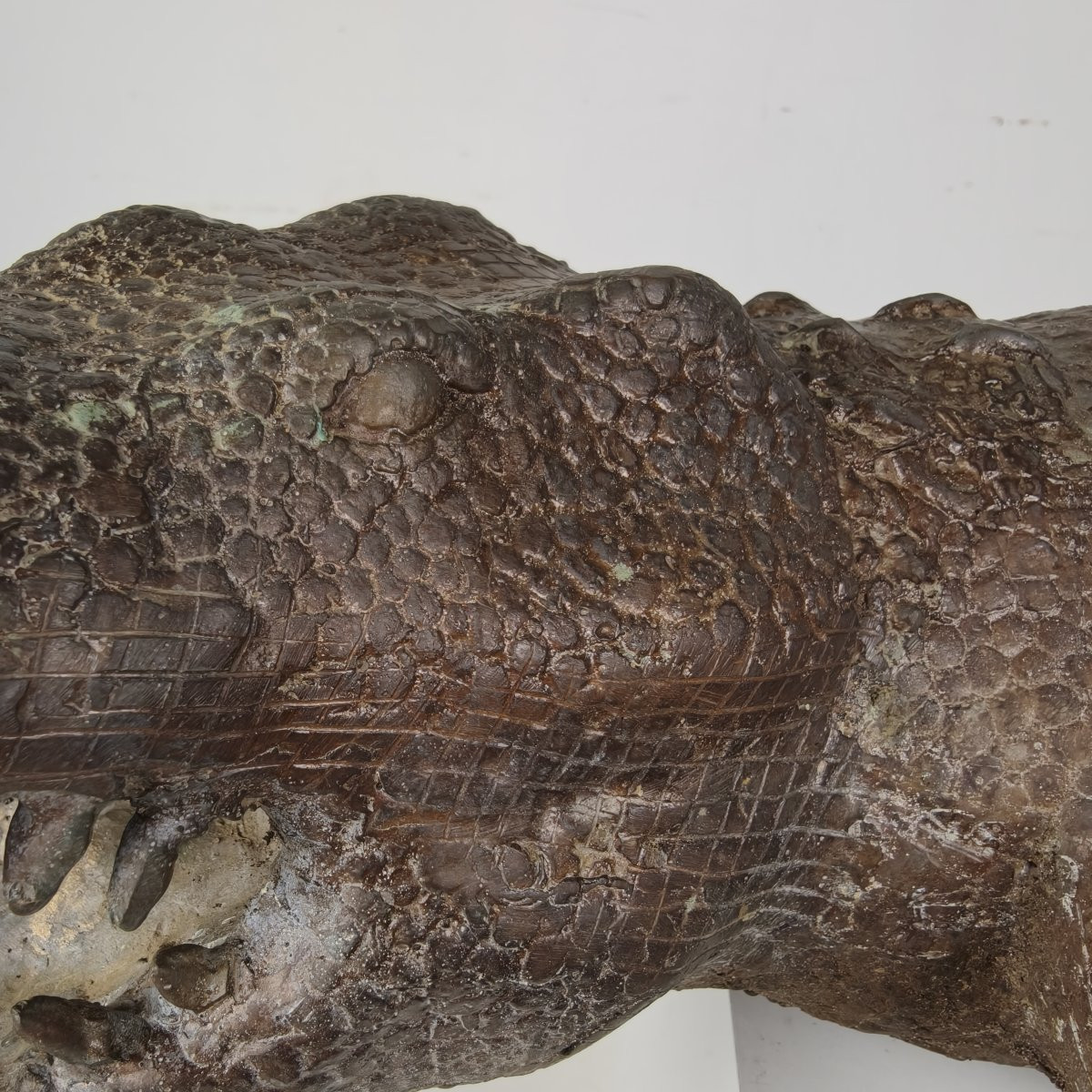 Sculpture monumentale en bronze d'un crocodile, datant du XXe siècle-photo-7
