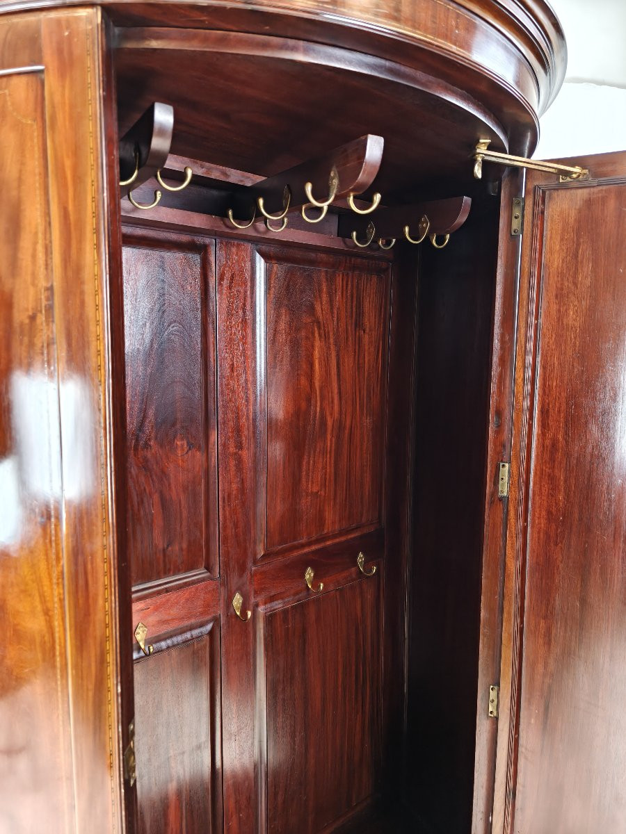 Edwardian Mahogany Curved-front Armoire By Maple & Co.-photo-4
