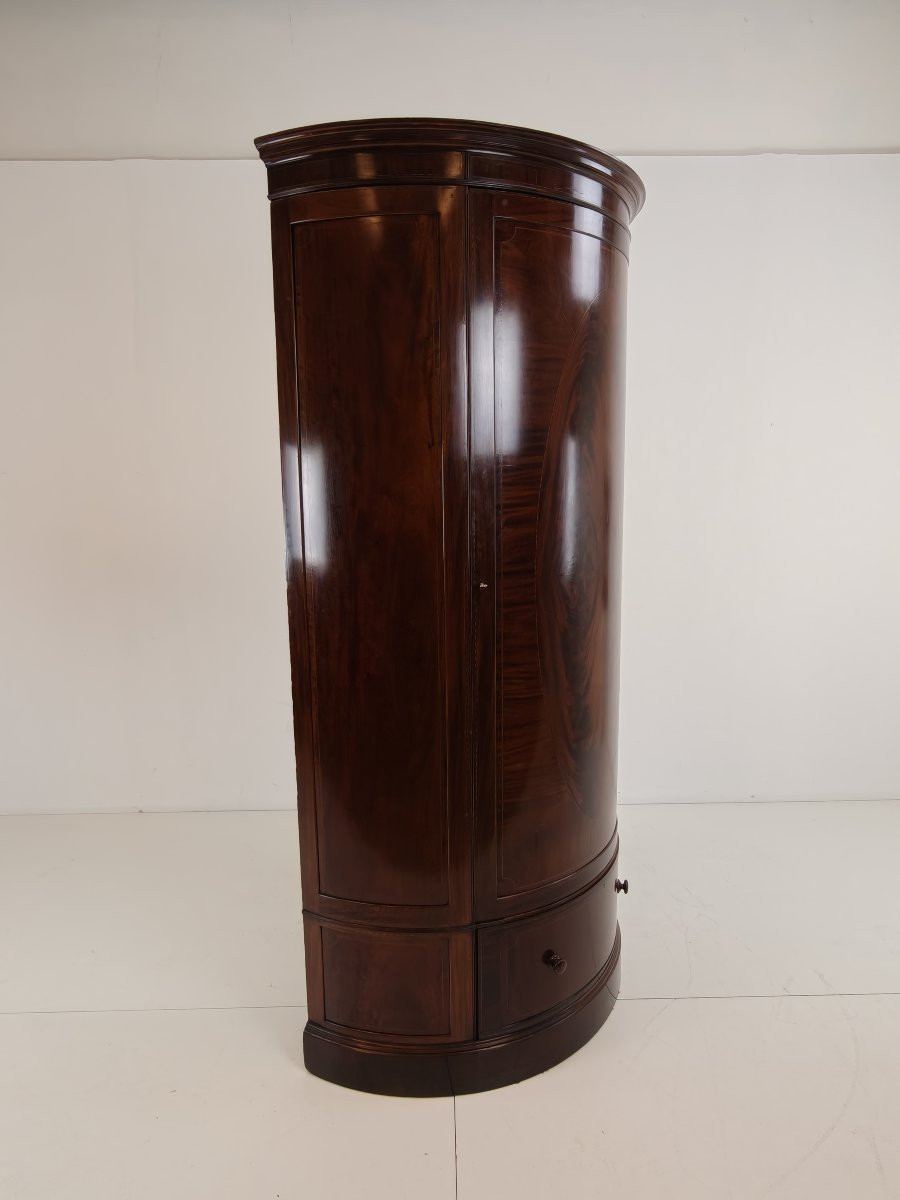 Edwardian Mahogany Curved-front Armoire By Maple & Co.-photo-6