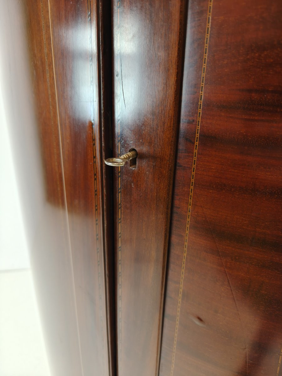Edwardian Mahogany Curved-front Armoire By Maple & Co.-photo-7