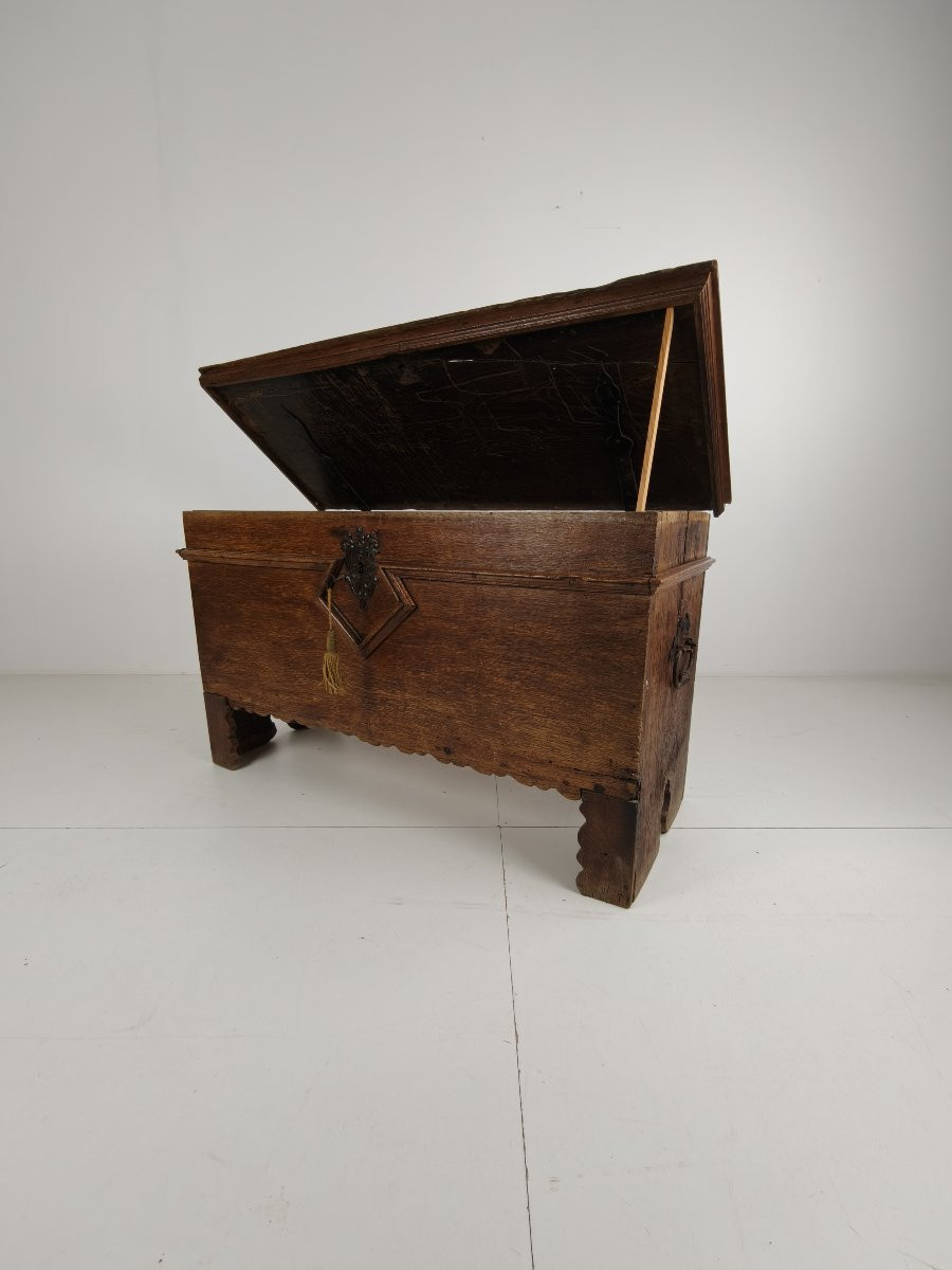 Coffre en chêne du XVIIIe siècle – Daté de 1756-photo-6
