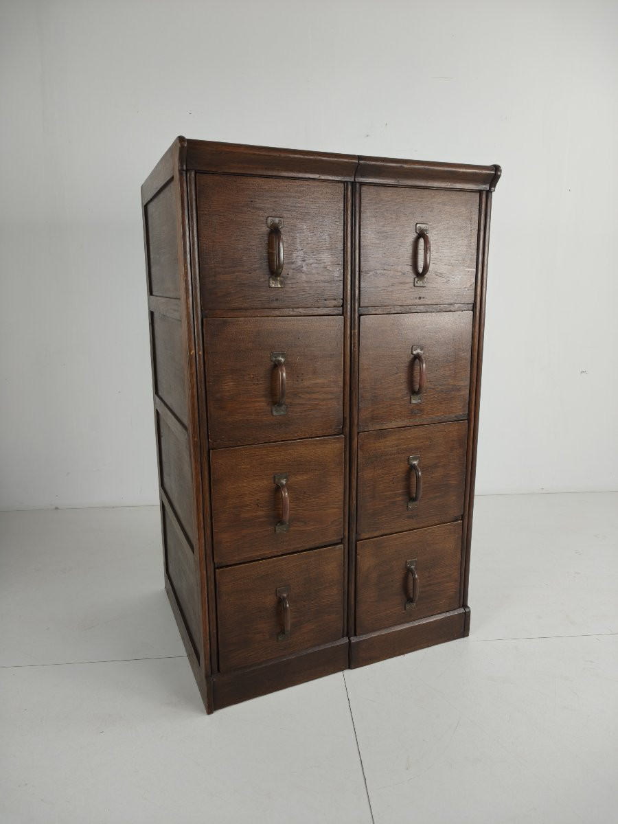 Armoire à archives double en chêne massif – Pays-Bas, 1920–1940-photo-3