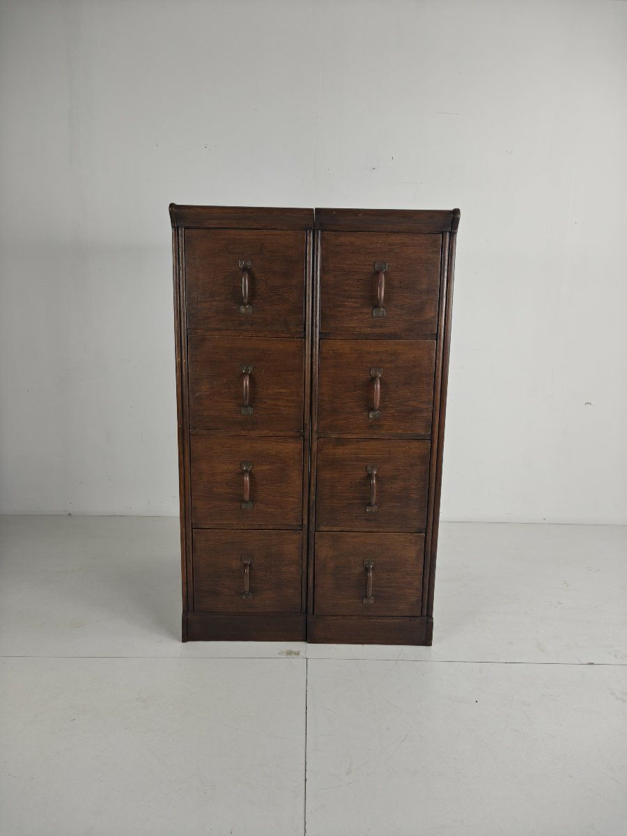 Armoire à archives double en chêne massif – Pays-Bas, 1920–1940-photo-1