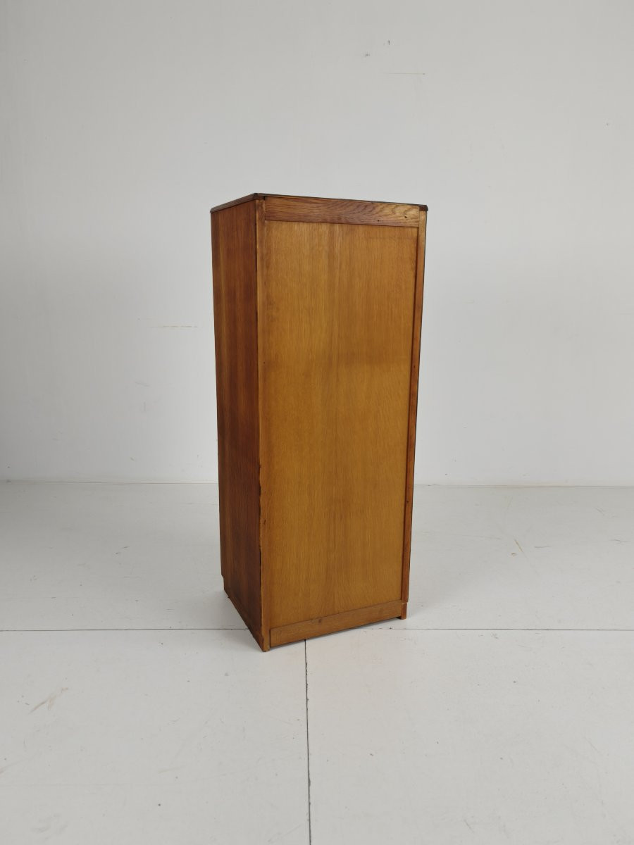 Armoire à archives en chêne hollandais, style tambour, années 1920-1930-photo-7