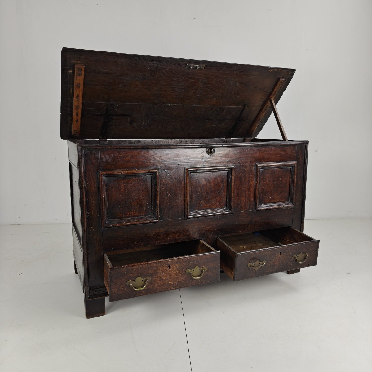 Coffre à mules/coffre/boîte à couvertures ancien en chêne de style géorgien du XVIIIe siècle-photo-4