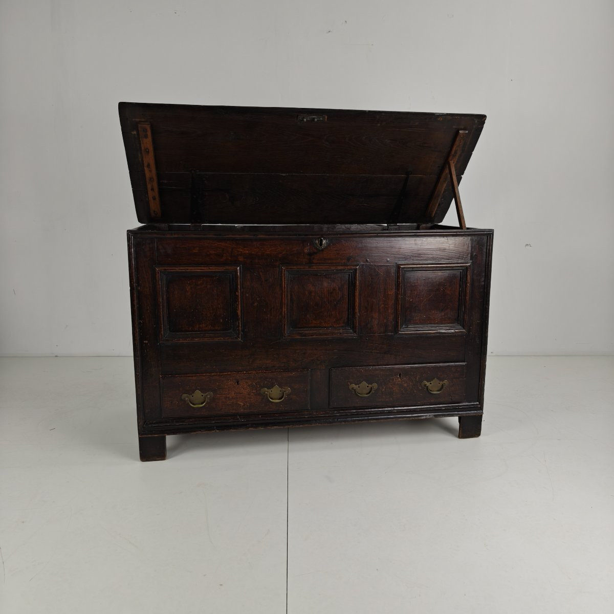 Coffre à mules/coffre/boîte à couvertures ancien en chêne de style géorgien du XVIIIe siècle-photo-1