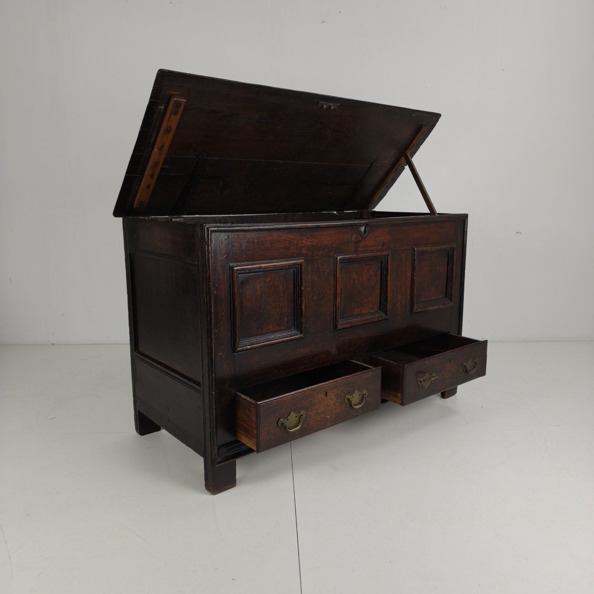 Coffre à mules/coffre/boîte à couvertures ancien en chêne de style géorgien du XVIIIe siècle-photo-6