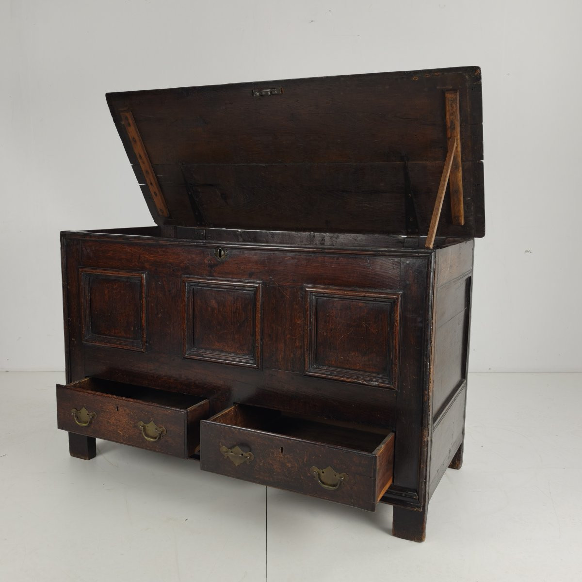 Coffre à mules/coffre/boîte à couvertures ancien en chêne de style géorgien du XVIIIe siècle-photo-7