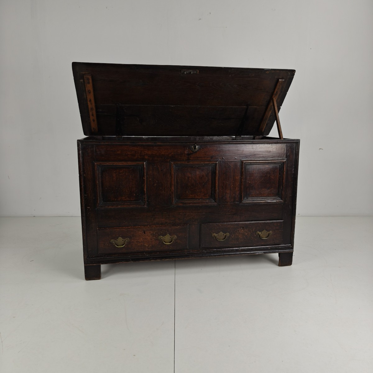 Coffre à mules/coffre/boîte à couvertures ancien en chêne de style géorgien du XVIIIe siècle