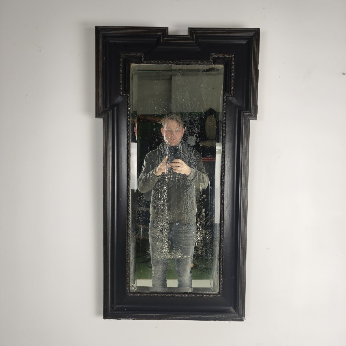 Late 19th Century Cabinet Mirror With Original Yellowed Glass-photo-1