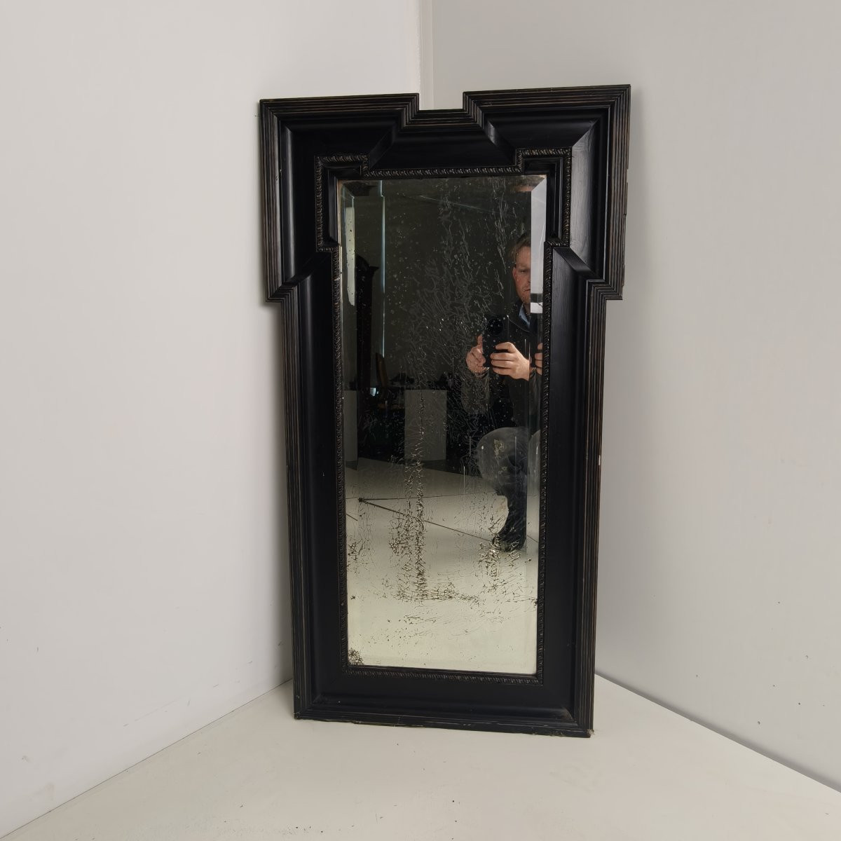 Late 19th Century Cabinet Mirror With Original Yellowed Glass-photo-2