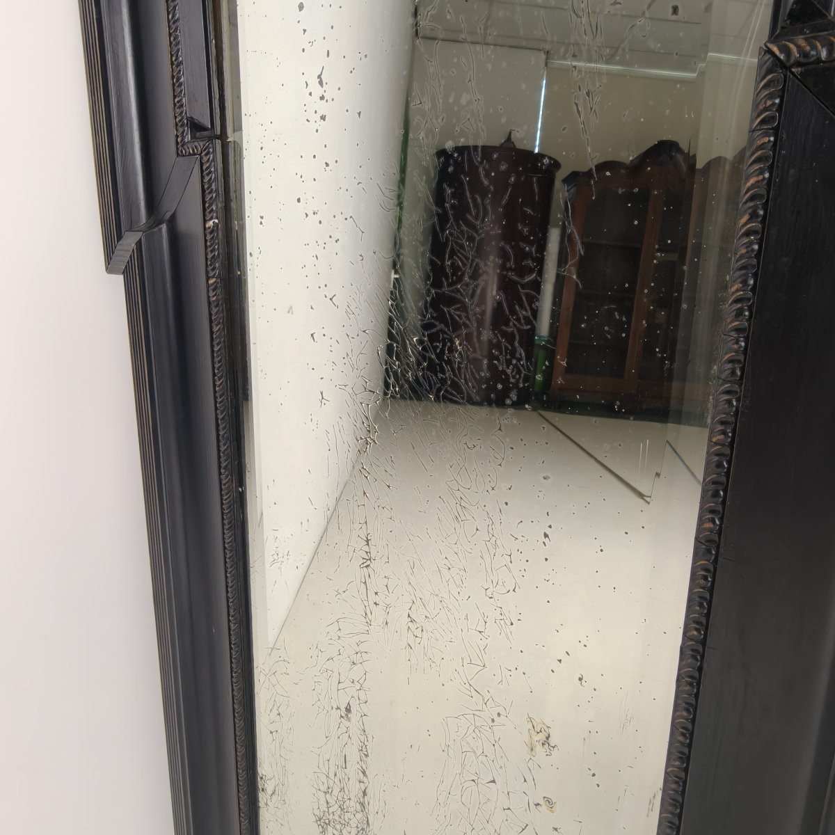 Late 19th Century Cabinet Mirror With Original Yellowed Glass-photo-4