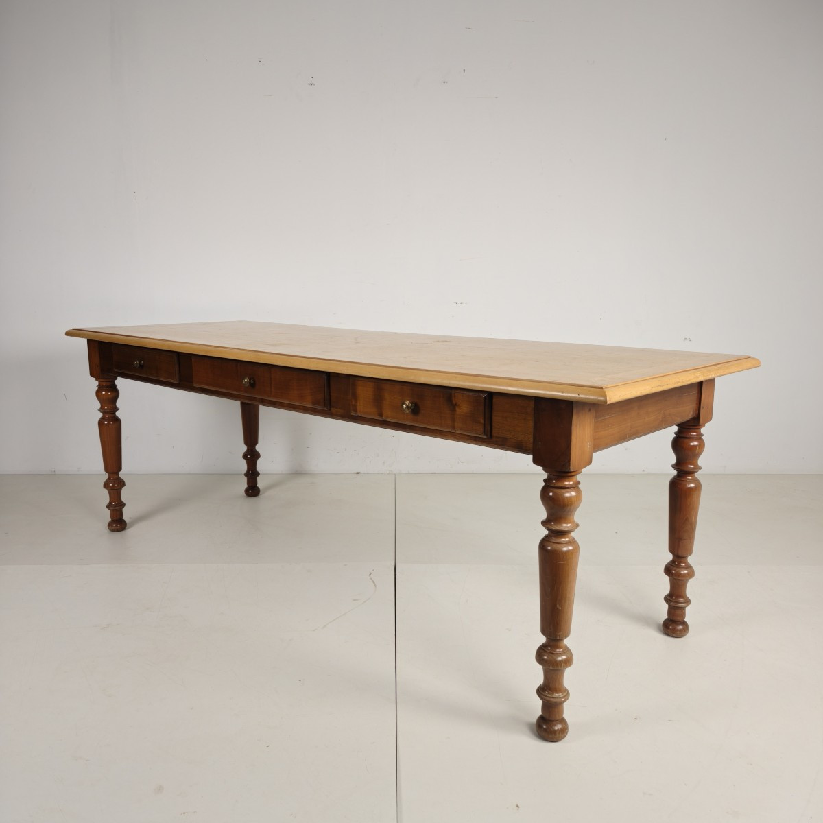 Late 20th Century French Dining Table With Turned Legs