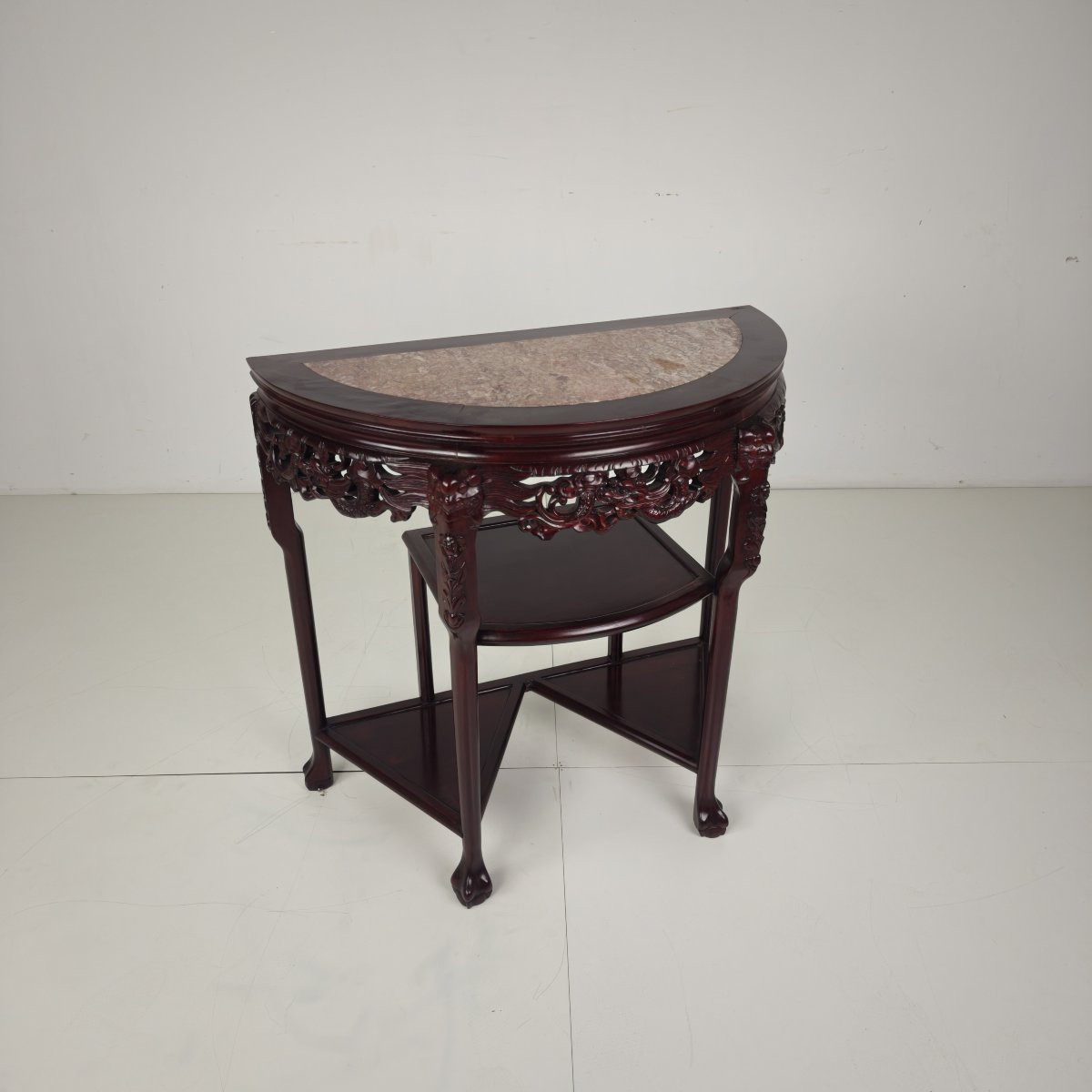 Console/table d'appoint en bois dur chinois avec plateau en marbre-photo-2