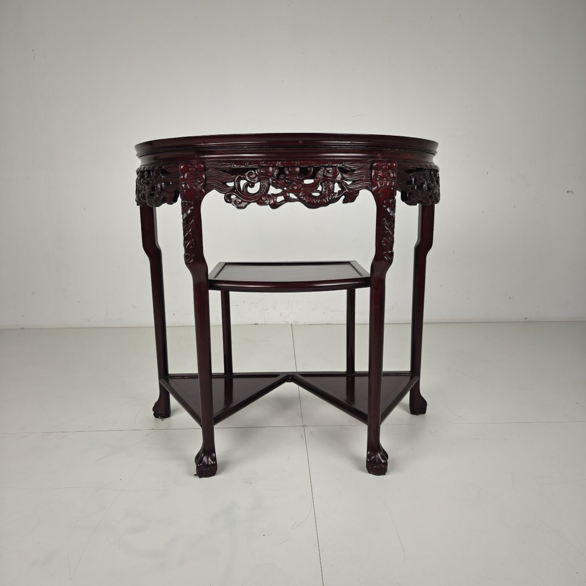 Console/table d'appoint en bois dur chinois avec plateau en marbre-photo-3