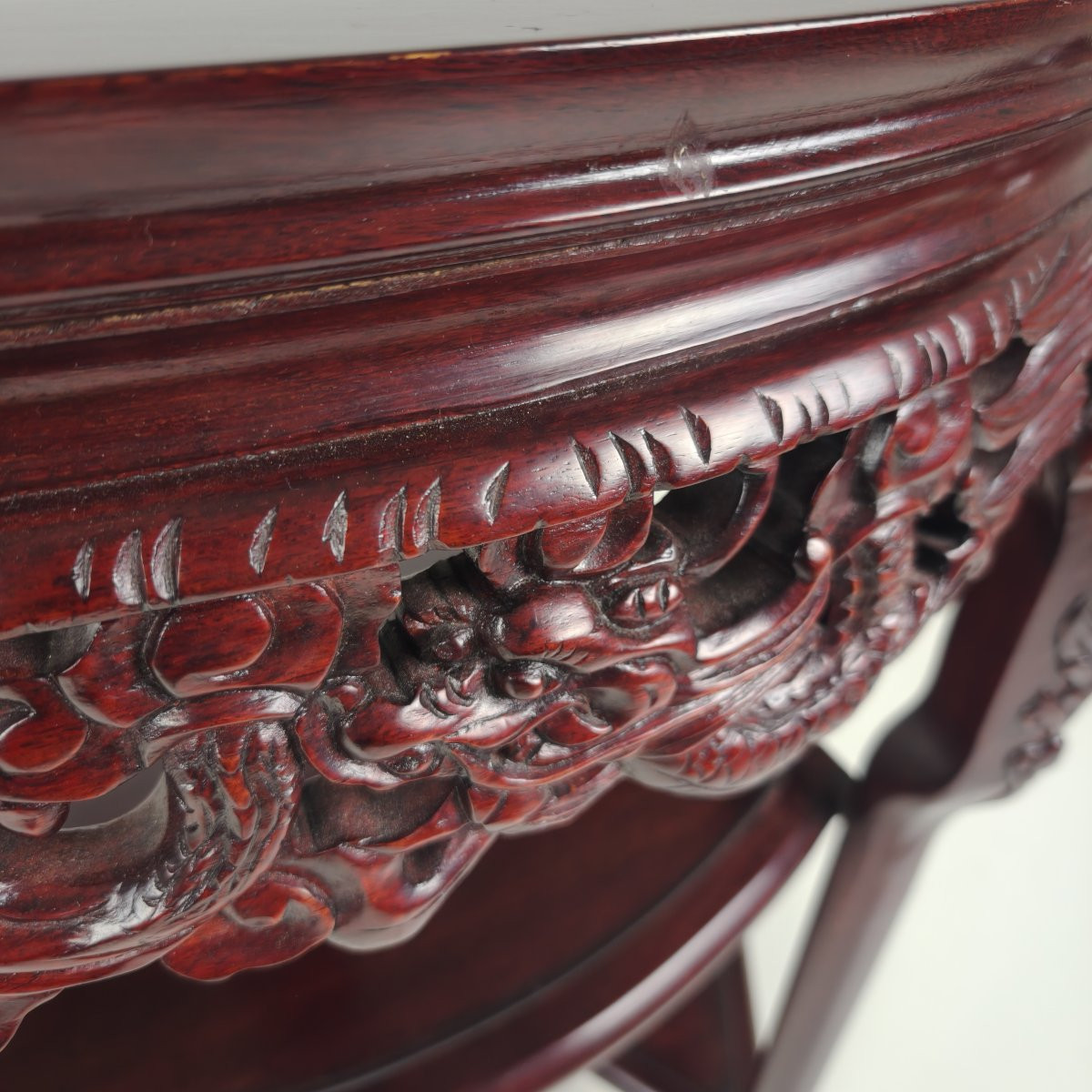 Console/table d'appoint en bois dur chinois avec plateau en marbre-photo-4