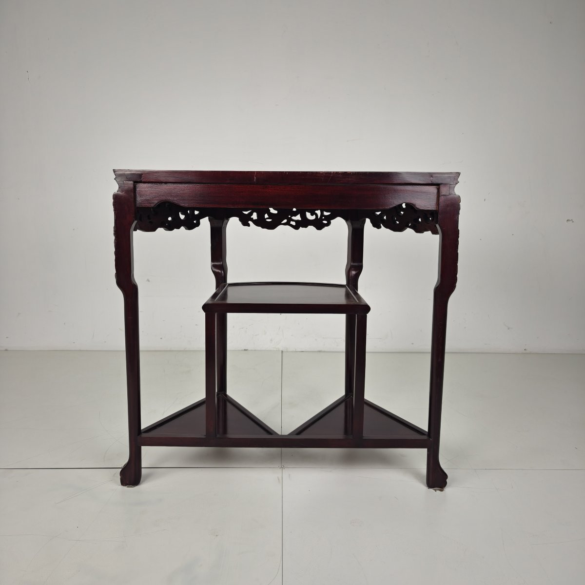 Console/table d'appoint en bois dur chinois avec plateau en marbre-photo-6