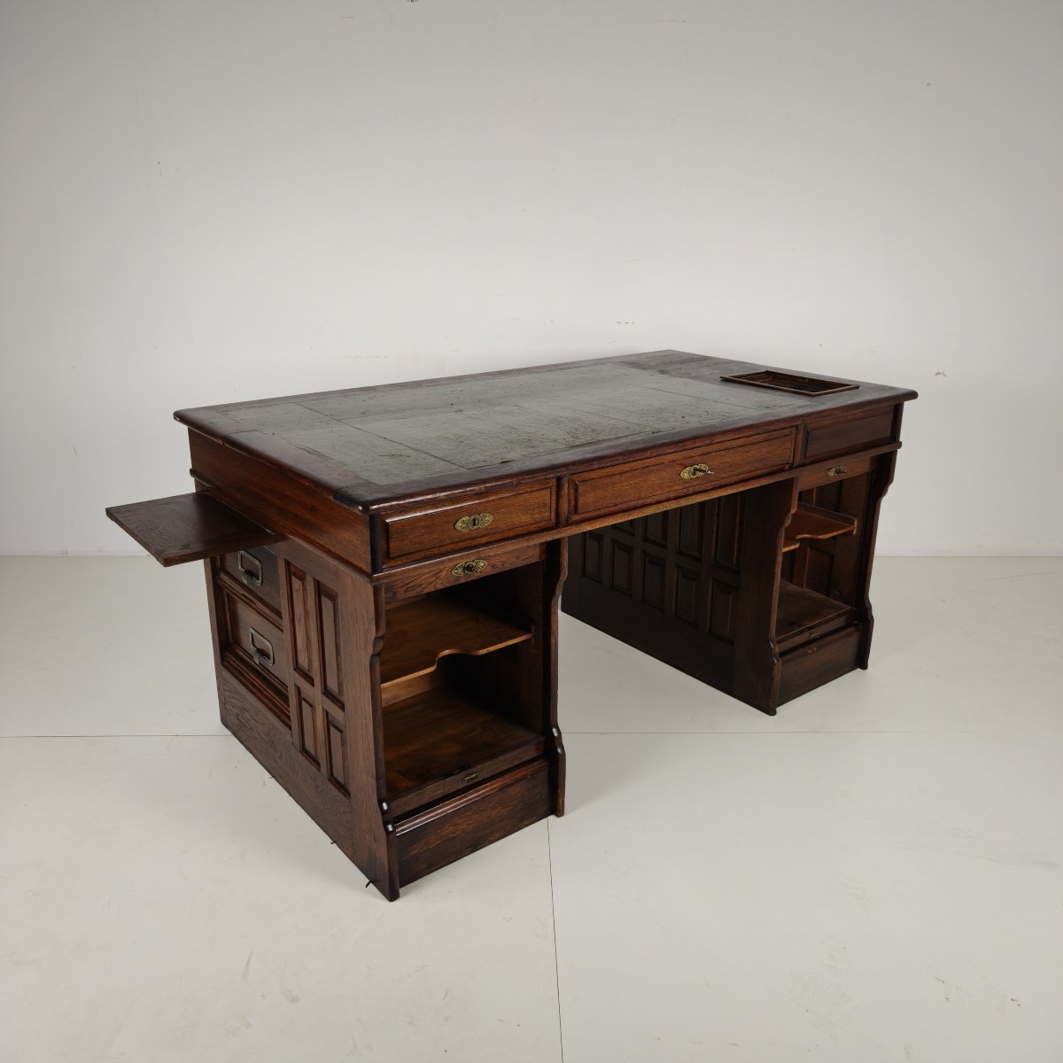 Bureau à cylindre ancien en chêne de Stolzenberg – Bureau à tambour – vers 1880-photo-2