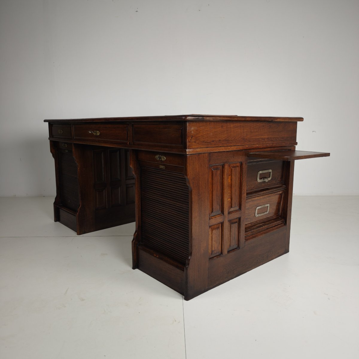 Bureau à cylindre ancien en chêne de Stolzenberg – Bureau à tambour – vers 1880-photo-6