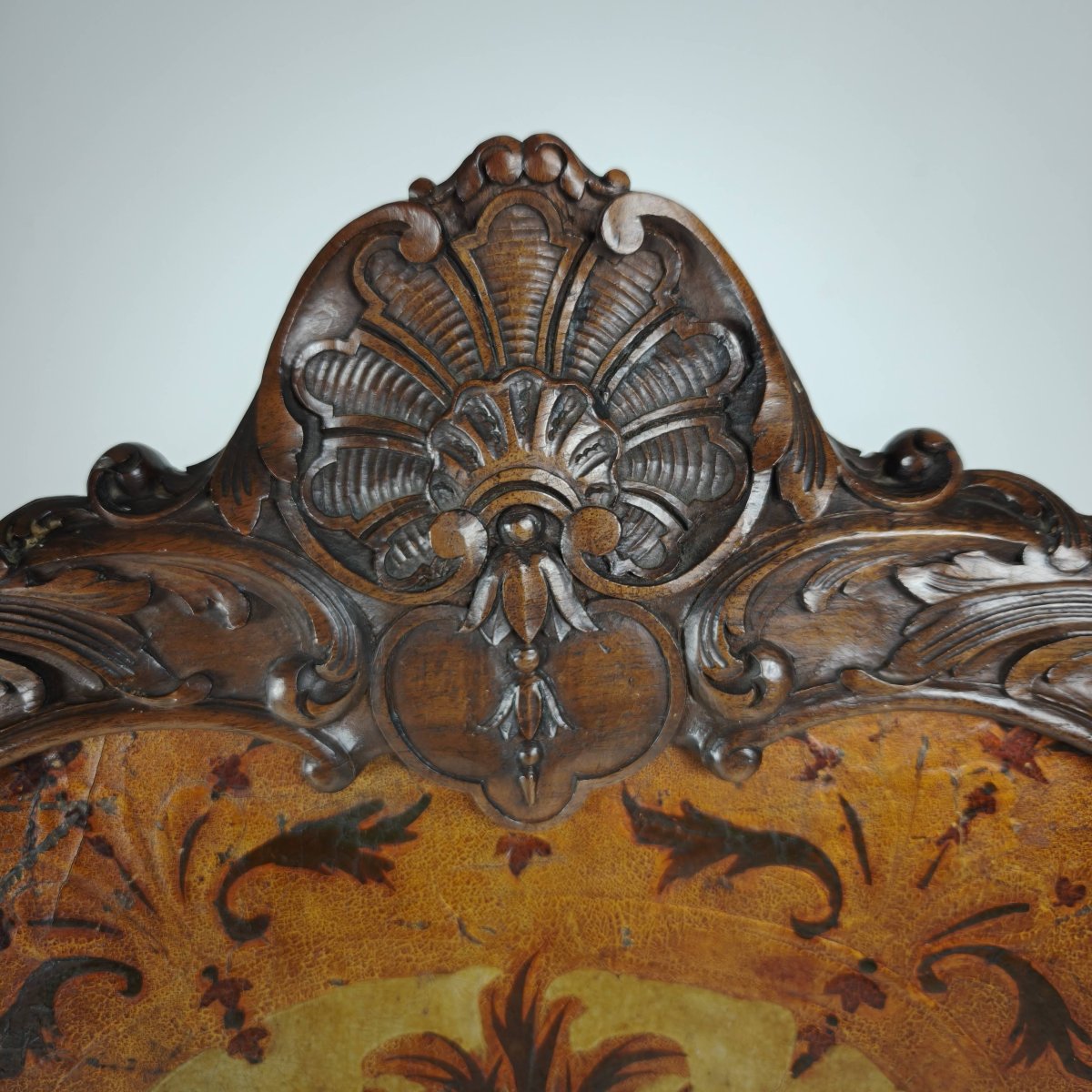 Richly Carved Gilded Leather Screen, Circa 1860-photo-2
