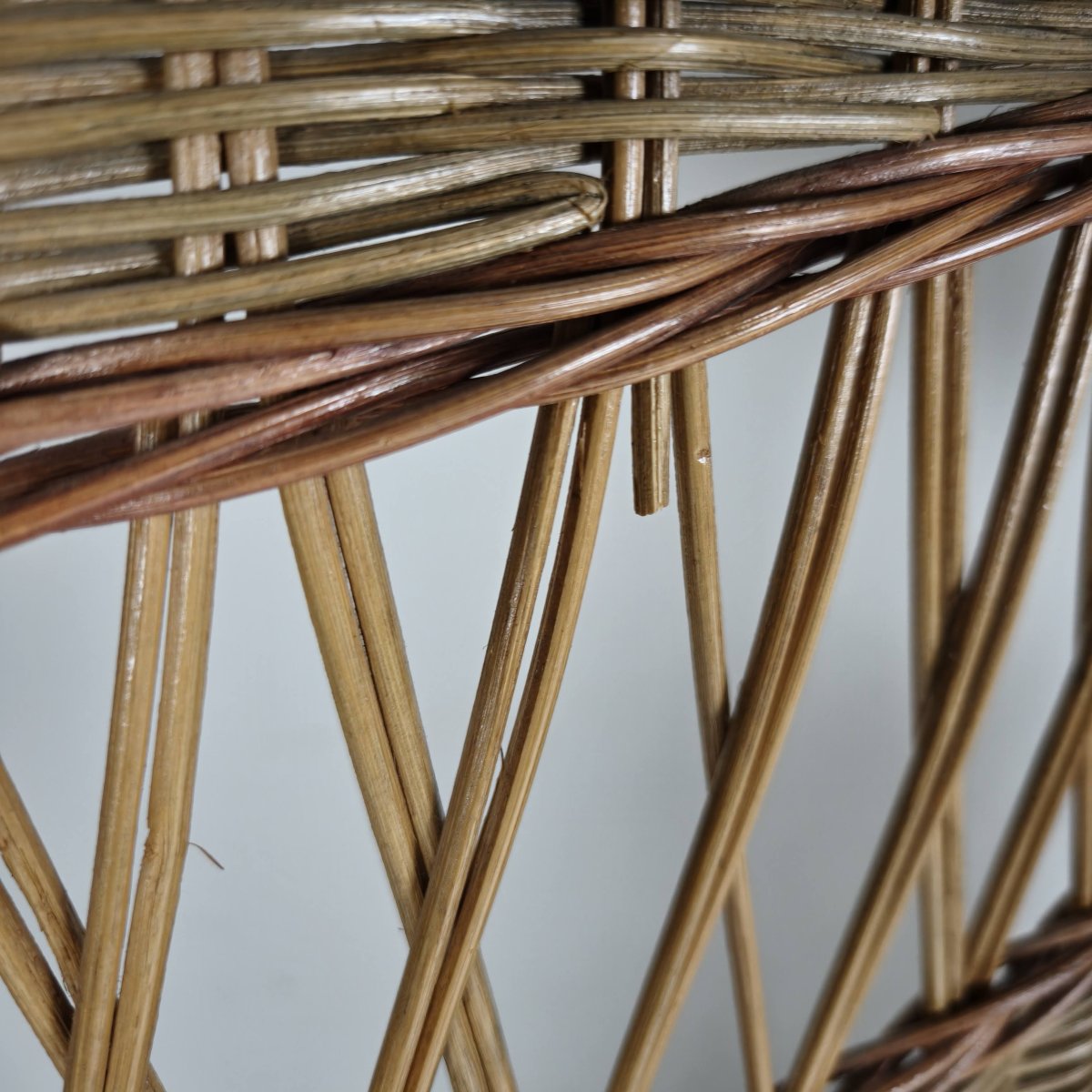 Three-panel Rattan Screen From The 1970s With Wicker Panels-photo-3