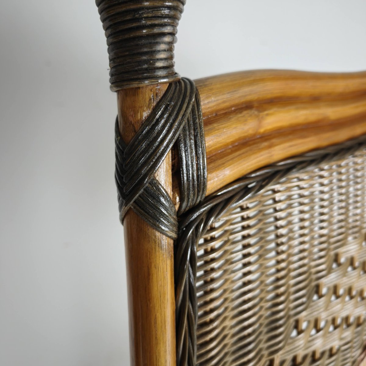 Three-panel Rattan Screen From The 1970s With Wicker Panels-photo-4