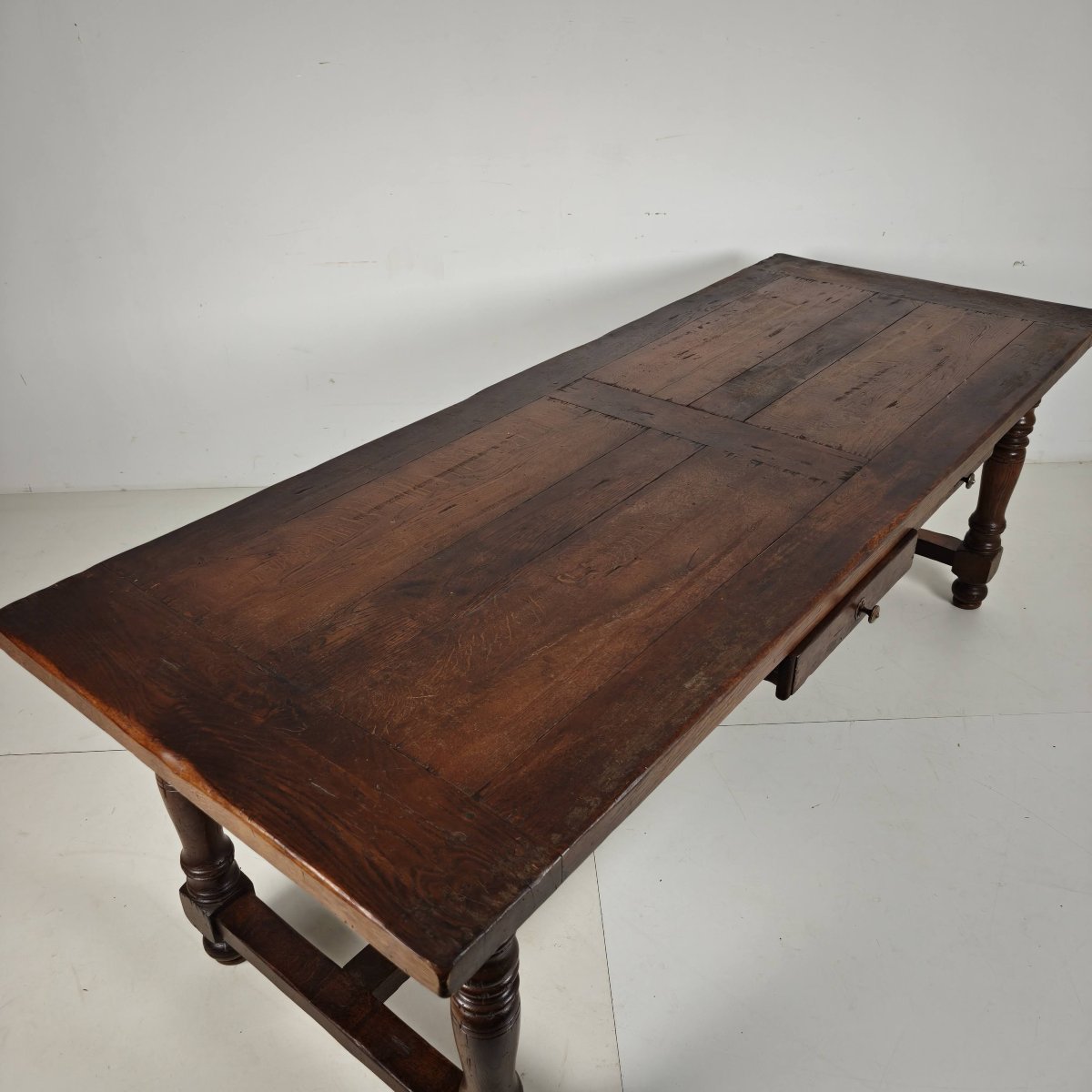 Grande table de monastère en chêne français (320/220 cm), début du XXe siècle-photo-3