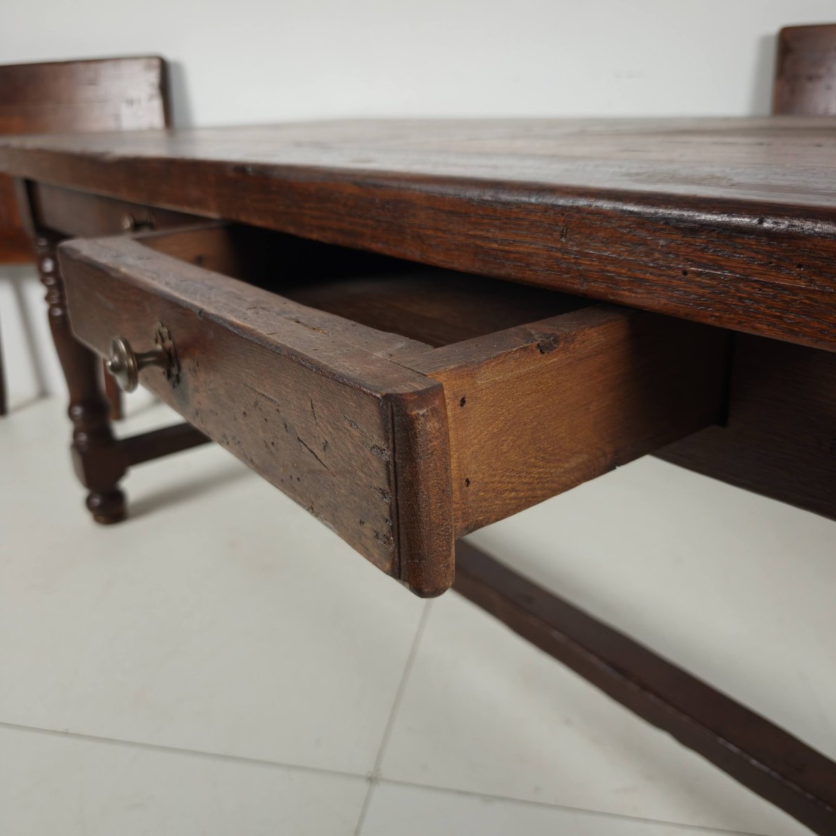 Grande table de monastère en chêne français (320/220 cm), début du XXe siècle-photo-7