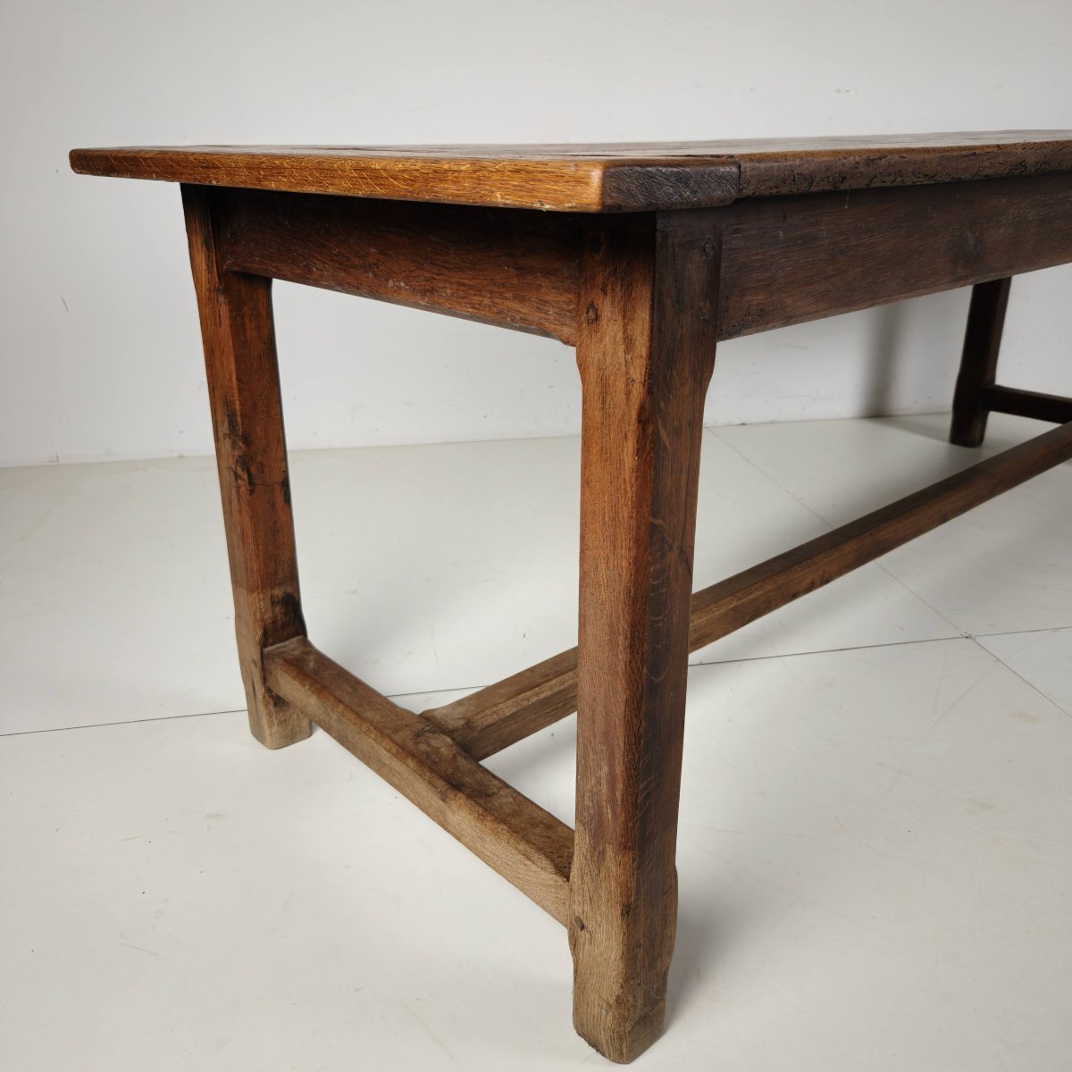 Table de ferme en chêne français, XIXe siècle-photo-2