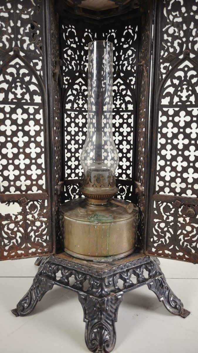 Table d'appoint en fonte de style orientaliste avec plateau en marbre, fin du XIXe siècle-photo-1