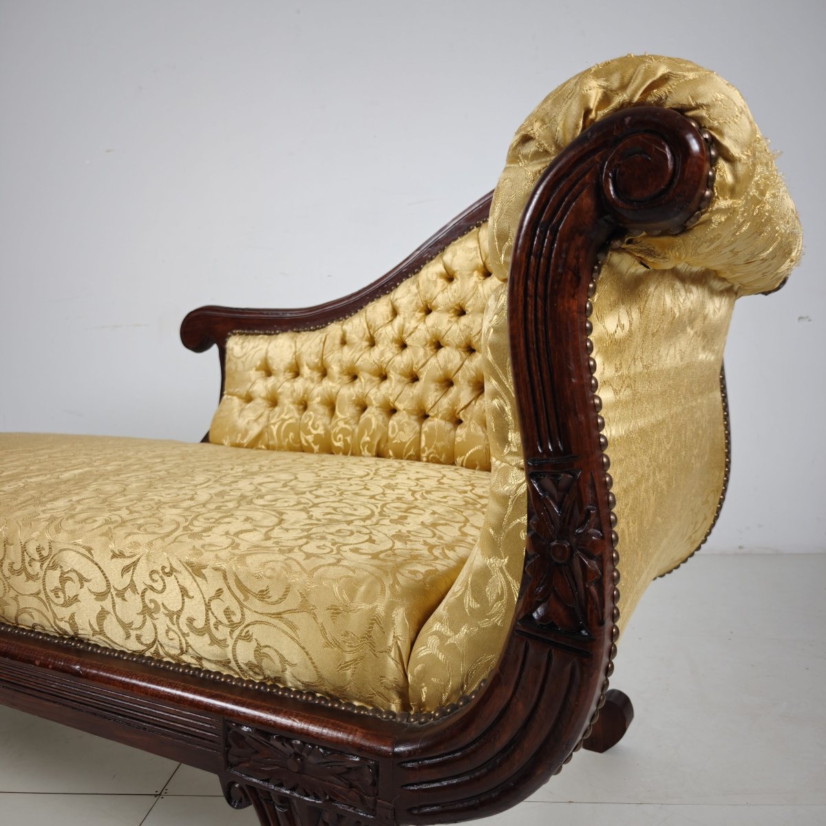 Chaise longue en noyer français, XIXe siècle-photo-2