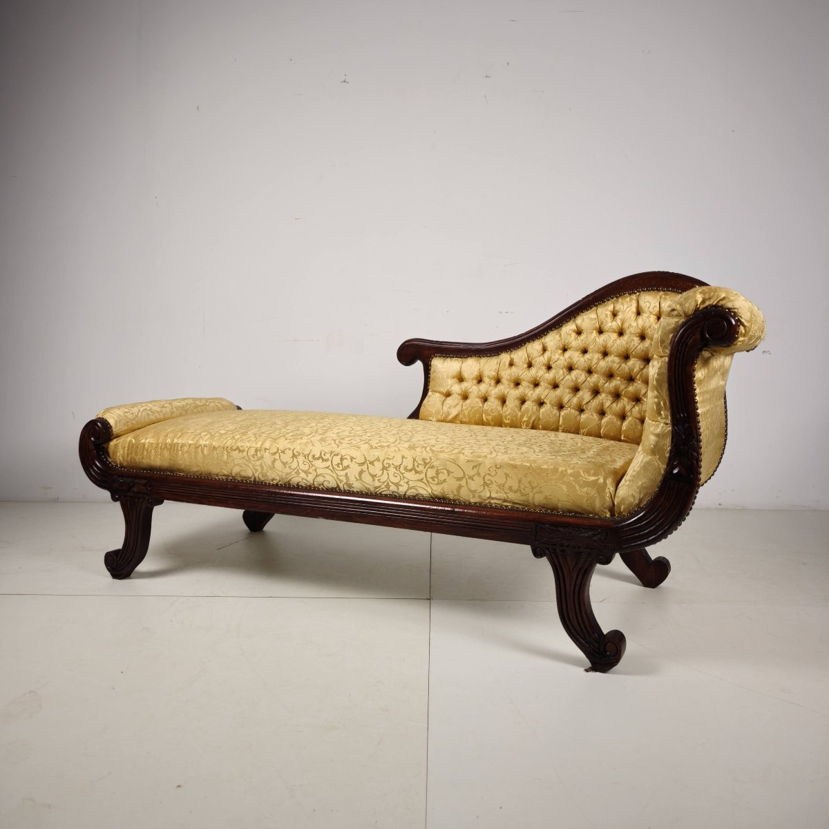 Chaise longue en noyer français, XIXe siècle-photo-2