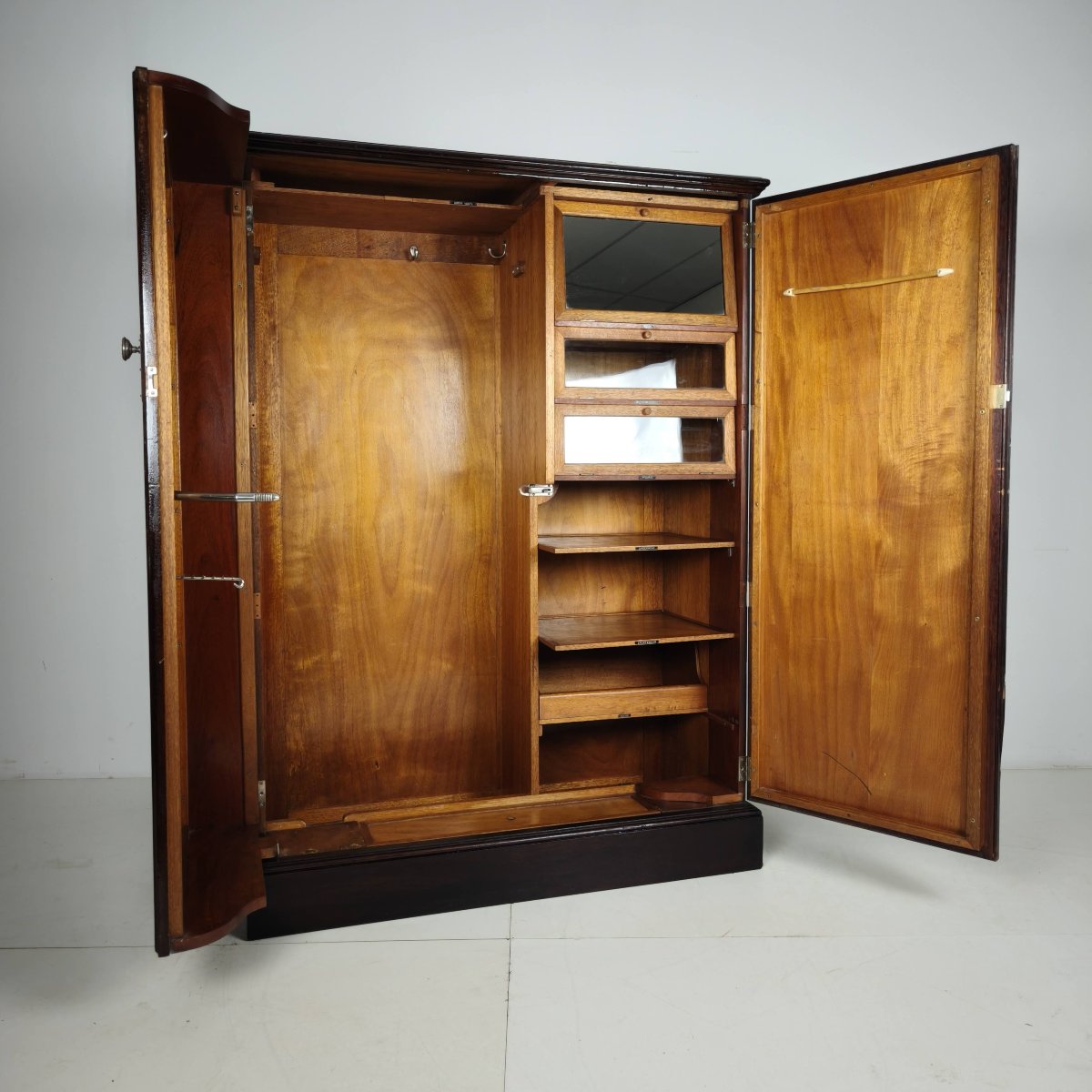 Compact Gentleman's Wardrobe In English Art Deco Style, Made Of Oak-photo-4