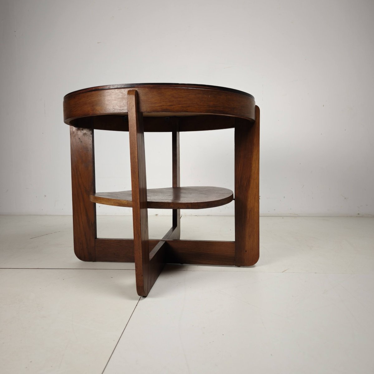 Amsterdam School-style Oak Side Table With A Square Pattern, Netherlands, Circa 1925-photo-2