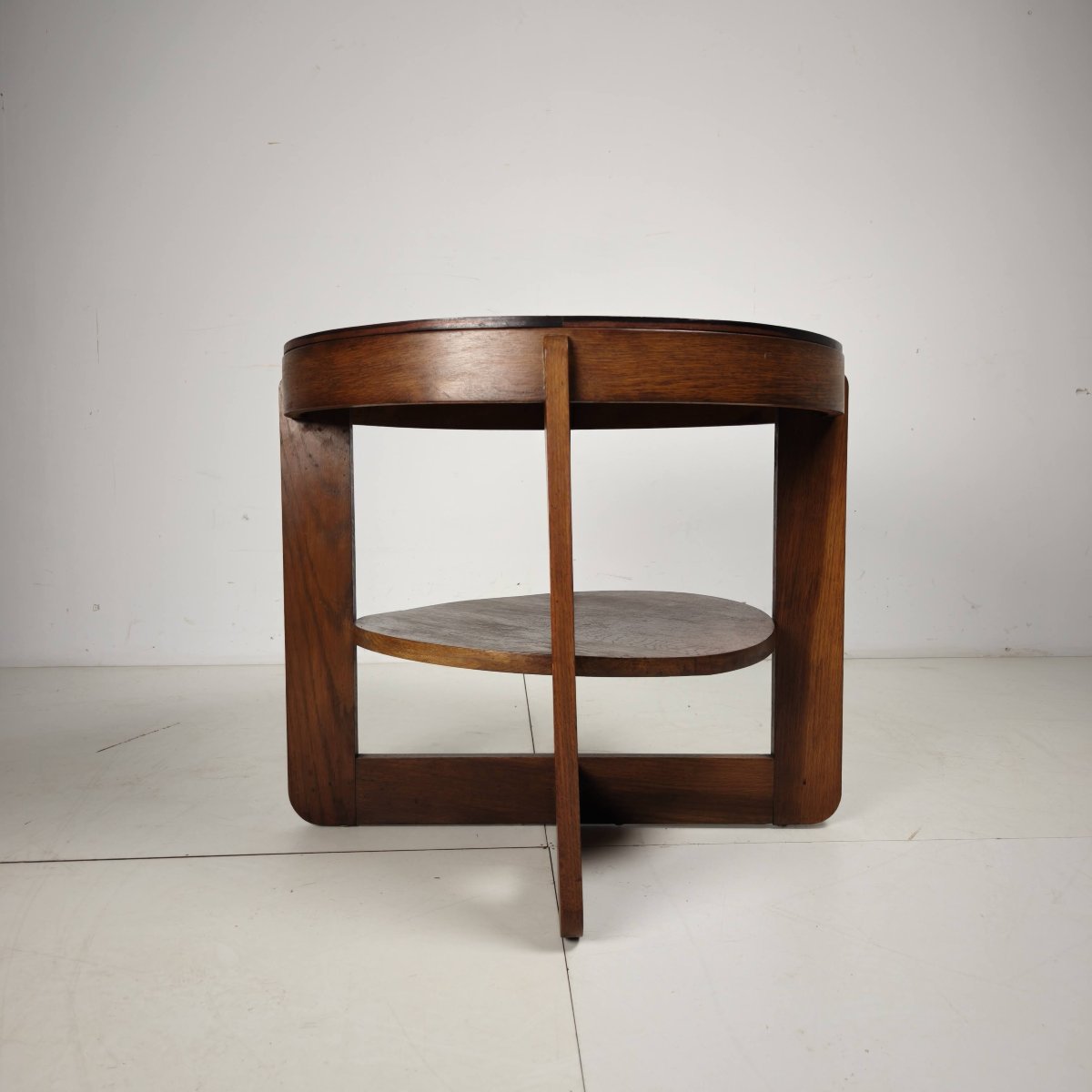 Amsterdam School-style Oak Side Table With A Square Pattern, Netherlands, Circa 1925-photo-3