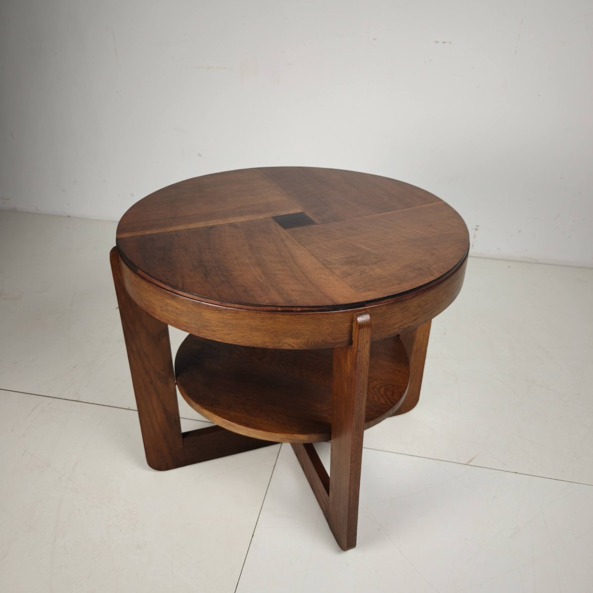 Amsterdam School-style Oak Side Table With A Square Pattern, Netherlands, Circa 1925-photo-2