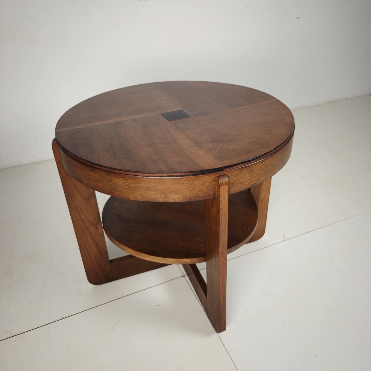 Amsterdam School-style Oak Side Table With A Square Pattern, Netherlands, Circa 1925