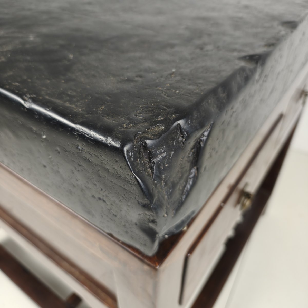 Chinese Imperial Gold Brick (jīn Zhuān) On A Solid Wood Display Table On M-photo-1