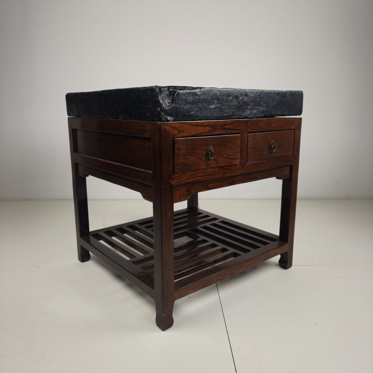 Chinese Imperial Gold Brick (jīn Zhuān) On A Solid Wood Display Table On M