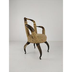 Fauteuil à cornes de taureau très décoratif du XIXe siècle (1870)