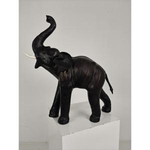 Vintage Leather Elephant Sculpture - Mid 20th Century