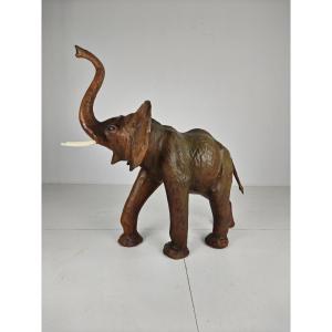 Very Large Leather Elephant Sculpture - Circa 1950