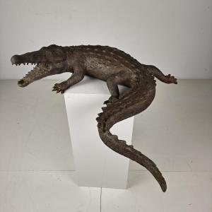 Monumental Bronze Crocodile Sculpture, 20th Century