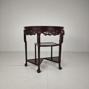 Chinese Hardwood Console/side Table With Marble Top