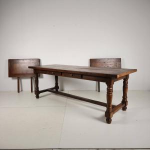 Large Monastery Table Made Of French Oak (320/220 Cm), Early 20th Century
